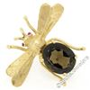 Image 2 : Vintage 14kt Yellow Gold 6.04 ctw Smokey Topaz and Ruby Fly Brooch Pin