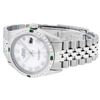 Image 5 : Rolex Mens Stainless Steel Silver MOP Roman 36MM Diamond & Emerald Datejust Wris