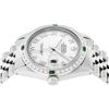Image 7 : Rolex Mens Stainless Steel Silver MOP Roman 36MM Diamond & Emerald Datejust Wris