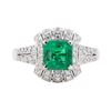 Image 2 : 1.60 ctw Emerald and Diamond Ring - 18KT White Gold