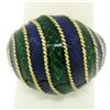 Image 5 : Vintage 18kt Yellow Gold Striped Blue and Green Enamel Dome Ring