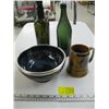 Image 1 : MOORCROFT 8" BOWL (REPAIRED) & LORD NELSON POTTERY MUG & 2 BOTTLES -39