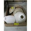 Image 1 : BOX OF CROCK LIDS & LIGHT SHADES