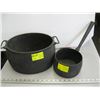 Image 1 : CAST IRON DOUBLE HANDLED POT & A CAST IRON POT