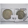 Image 1 : AUSTRIA 1900 90% SILVER COIN & A NEW ZEALAND 1/2 CROWN 1934 50% SILVER COIN
