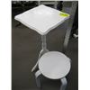 Image 1 : SMALL WHITE PAINTED 3-LEGGED TABLE & SMALL STOOL