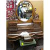 Image 1 : VANITY DRESSER W/8 DRAWERS & OVAL MIRROR & STOOL