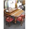 Image 1 : BEAUTIFUL HEAVY CARVED LEGGED DINING TABLE W/2 LEAVES & 6 BALLOON BACK DINING CHAIRS