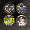 Image 1 : LOT OF 4 AUTOGRAPHED HOCKEY PUCKS