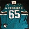 Image 1 : ERIK KARLSSON SIGNED OFFICIAL ADIDAS PRO SHARKS JERSEY ( AJ COA)