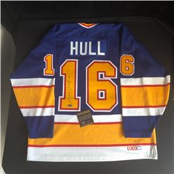 BRETT HULL SIGNED ST. LOUIS BLUES CUSTOM JERSEY WITH COA