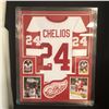Image 1 : CUSTOM FRAMED CHRIS CHELIOS SIGNED RED WIINGS JERSEY ( JSA COA)