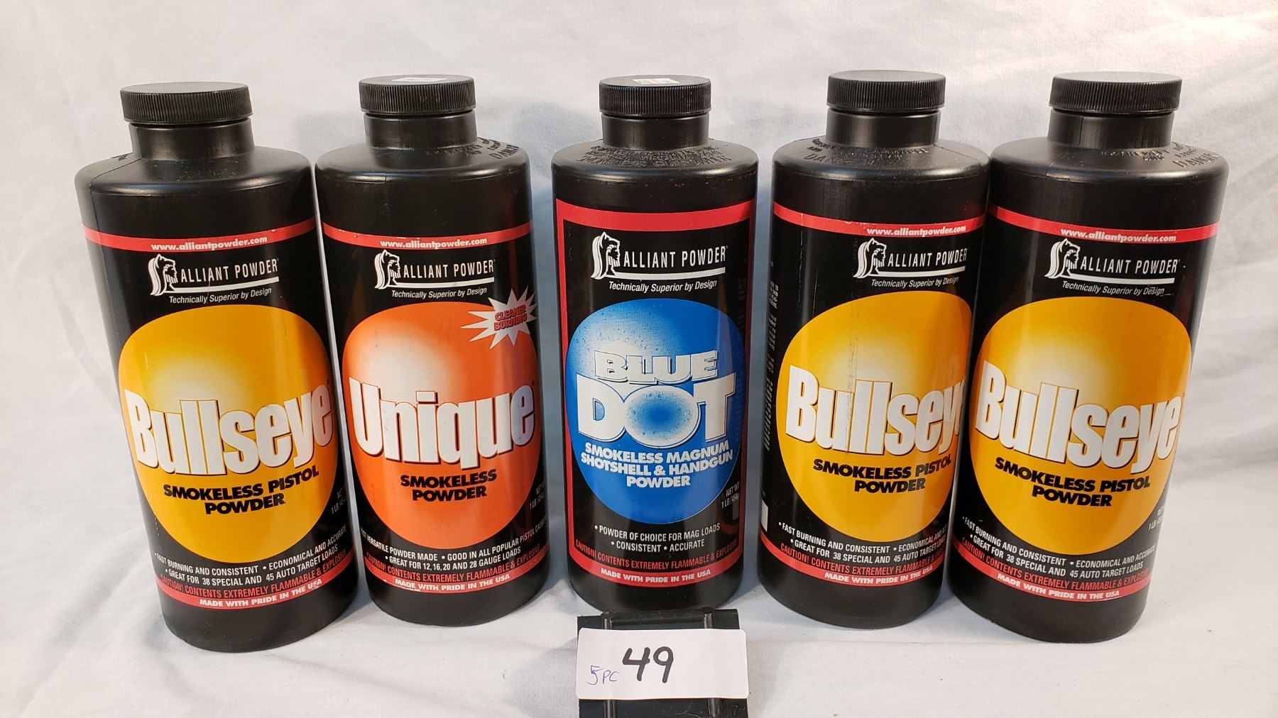 5 Smokeless Powder Bullseye Containers