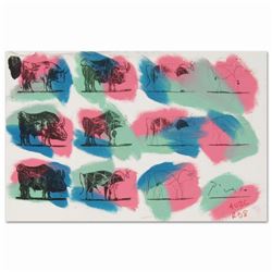 Ringo, "Eleven Bulls (Picasso)" One-of-a-Kind Hand-Pulled Silkscreen and Mixed Media Painting on Can