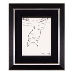 Wyland, "Dolphin" Framed Original Sketch, Hand Signed with Certificate of Authenticity.