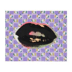 Steve Kaufman (1960-2010), "Lips" Hand Painted Limited Edition Silkscreen on Canvas with Hello Kitty