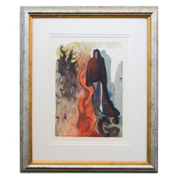 Salvador Dali- Original Color Woodcut on B.F.K. Rives Paper "Inferno 34"