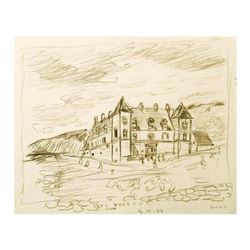 Wayne Ensrud "Clos du Vougeot, Burgundy" Pencil Original Artwork; Hand Signed; COA