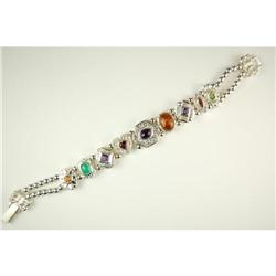 Sterling SLIDE BRACELET Amethyst Garnet 8  #859558