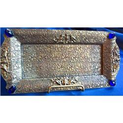 Cobalt Blue Glass JEWELED Vanity Tray  #859656