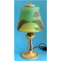 Aladdin Reverse Painted Satin Glass Table Lamp  #859657