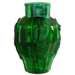Malachite Art Deco Nude Bohemian Art Glass Vase #859660