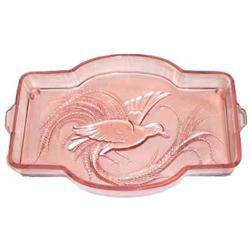 Empress Bird Pink Pressed Glass Vanity Tray #859662