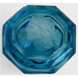 Egyptian Blue Intaglio Cut Glass Powder Jar 1 #859672