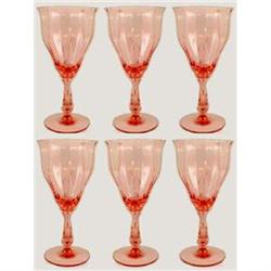 Pink Elegant Depression Glass Goblet Set (6) #859682