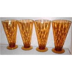 Central Depression Glass Amber Footed Tumblers #859683