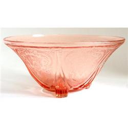Pink Depression Glass Roses Centerpiece Bowl #859684