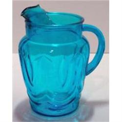  Blue Depression Glass Ice Lip Pitcher  #859691