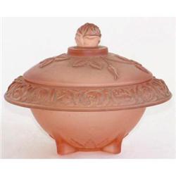 Walther ROSEN Pink Satin Glass Powder Jar #859694