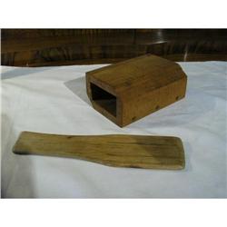 Antique  German Wooden Butter Mold With Paddle #860429