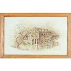 Robert MacIssac- River Wheel at Dawn Watercolor #866939