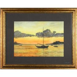 R. MacIsaac-ORIGINAL Anchor Sunset Framed #866952