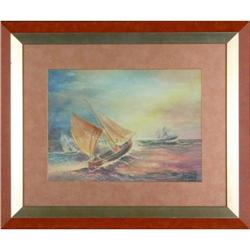 Robert MacIssac- Open Water Watercolor Framed #866953