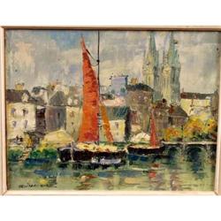 Harbor Scene Quimper, France Juan Sevilla-Saez #883709