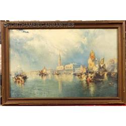 Framed "Venice Scene" 1912 Print , Thomas Moran #883712