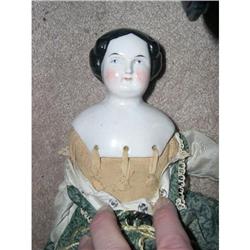 Old  doll German China head with black hair #883885