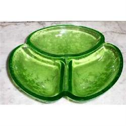 Etched green divided dish #884727