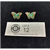 Image 1 : Nice Pair of Enamel & Silver Filegree Butterfly Earrings