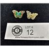 Image 2 : Nice Pair of Enamel & Silver Filegree Butterfly Earrings