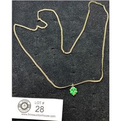 Nice 4 Leaf Clover Enamel & Sterling Necklace