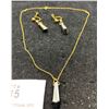 Image 2 : Lovely Black Alaska Diamond Necklace & Earring Set 1950's
