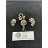 Image 1 : 1950's Rhinestone Brooch and Earrings