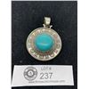 Image 1 : A Large Silver Metal & Turquois(?) Pendant