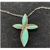 Image 2 : A Very Nice All Sterling Cross +Chain with Turquois +Marcasite