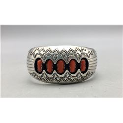 Vintage Five Stone Coral Bracelet