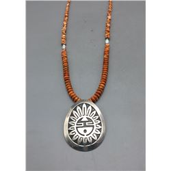 Willy Yazzie Pendant with Spiny Oyster Necklace